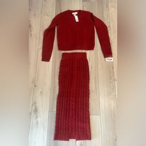 Red 2 piece sweater set